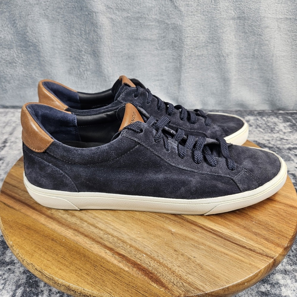 Vince Shoes Mens 8.5 Navy Suede Low Top Lace Up Casual Sneakers Comfort